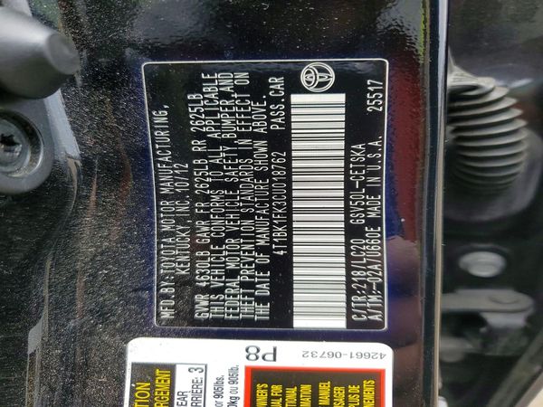 2012 TOYOTA CAMRY