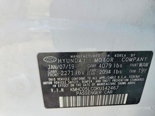 2019 HYUNDAI IONIQ