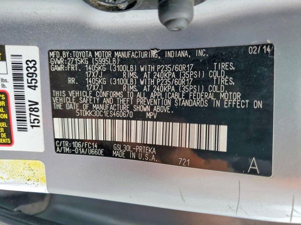 2014 TOYOTA SIENNA