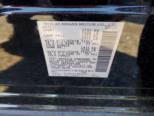 2020 NISSAN PATHFINDER S