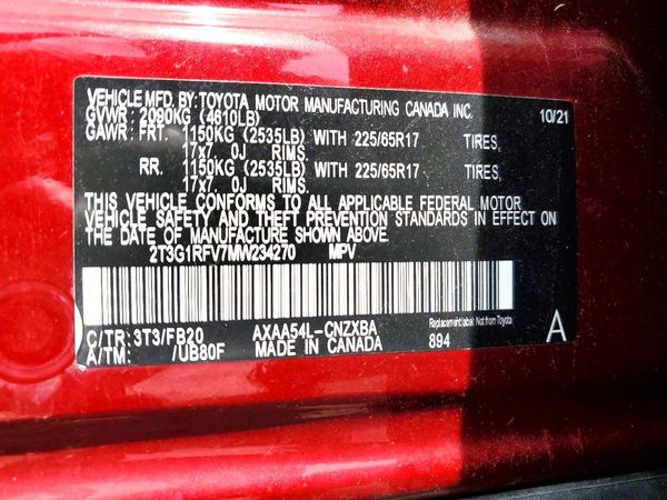 2021 TOYOTA RAV4 LE