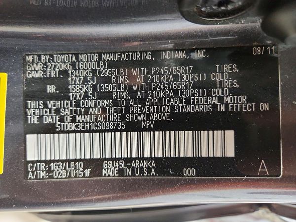 2012 TOYOTA HIGHLANDER Base/Hybrid