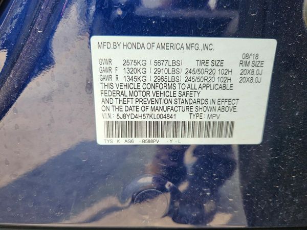 2019 ACURA MDX SH-AWD TECH 7P