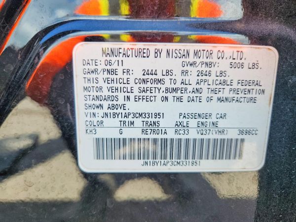 2012 INFINITI M37 BASE