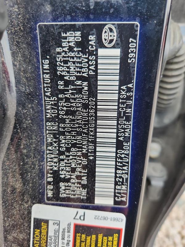 2016 TOYOTA CAMRY