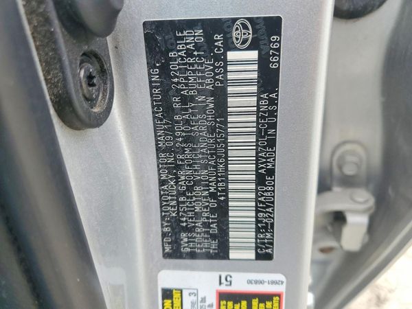 2018 TOYOTA CAMRY L/LE/SE/XLE — VINS