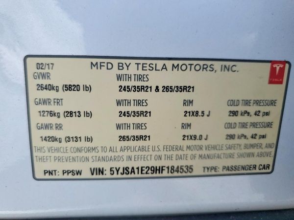 2017 TESLA MODEL S