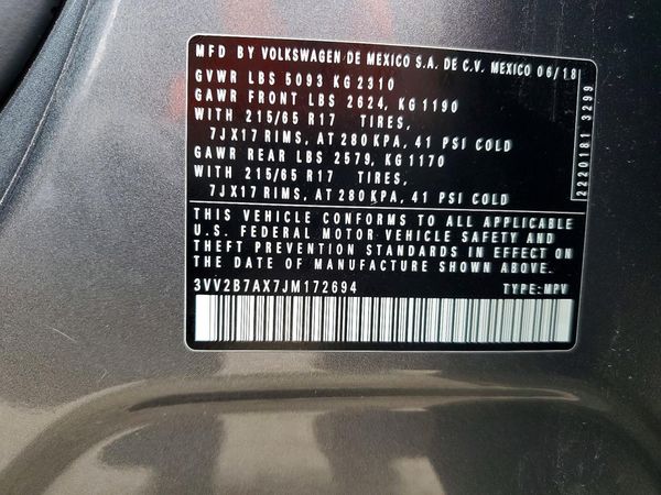 2018 VOLKSWAGEN TIGUAN SE, 4Motion SEL