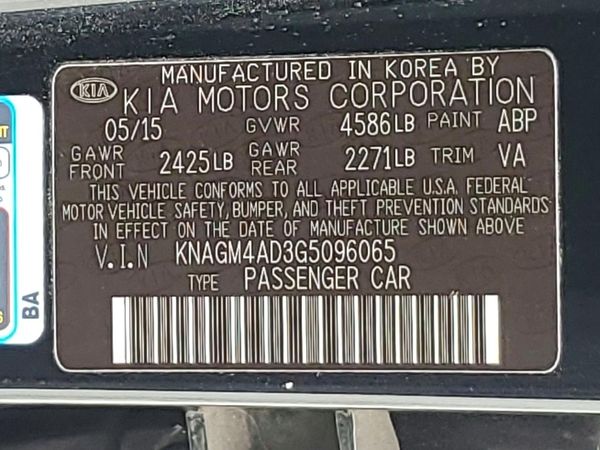 2016 KIA OPTIMA GL - Middle-low