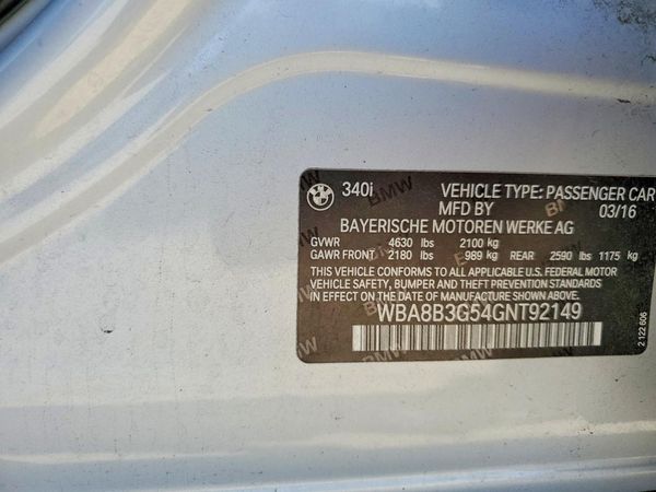 2016 BMW 3 SERIES HYB 4D SA