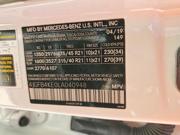 2020 MERCEDES-BENZ GLE GLE350-4M — VINS
