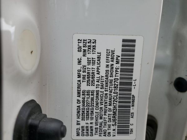 2012 HONDA CRV EX-L