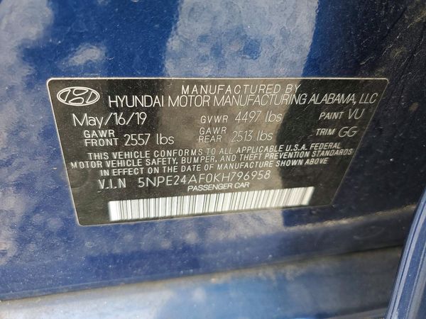 2019 HYUNDAI SONATA