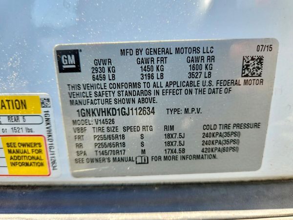 2016 CHEVROLET TRAVERSE 2LT