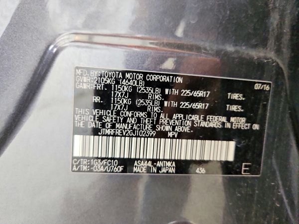 2016 TOYOTA RAV4 XLE (M Grade)