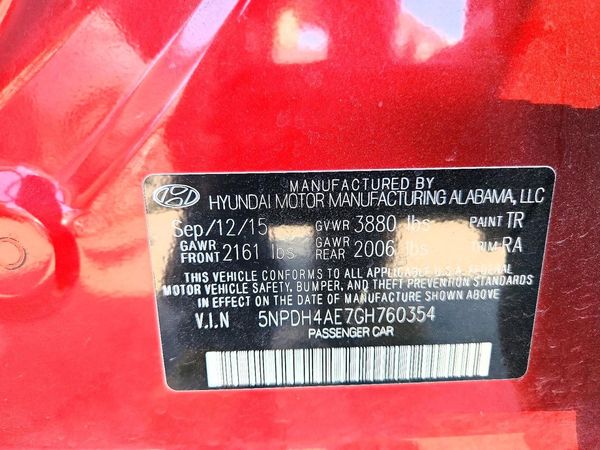 2016 HYUNDAI ELANTRA — VINS