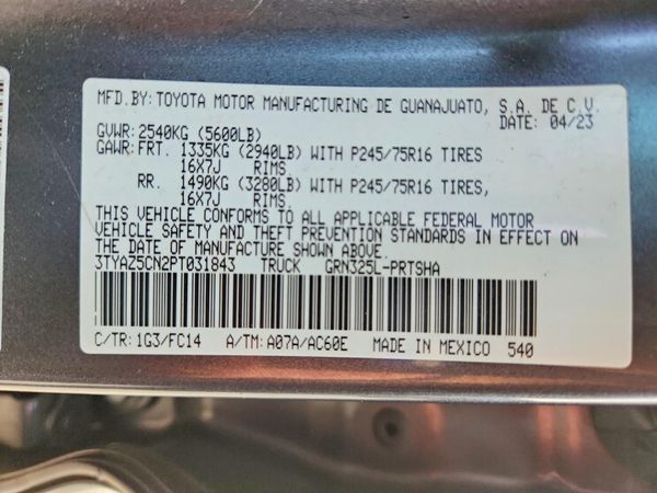 2023 TOYOTA TACOMA SR5 — VINS