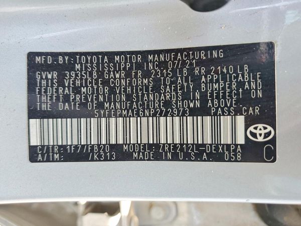2022 TOYOTA COROLLA