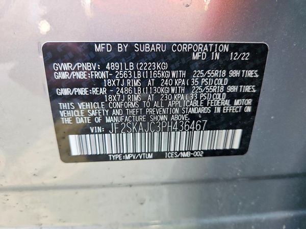 2023 SUBARU FORESTER Sport ES, HK, SMART