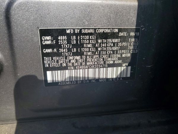 2019 SUBARU OUTBACK Premium+ES