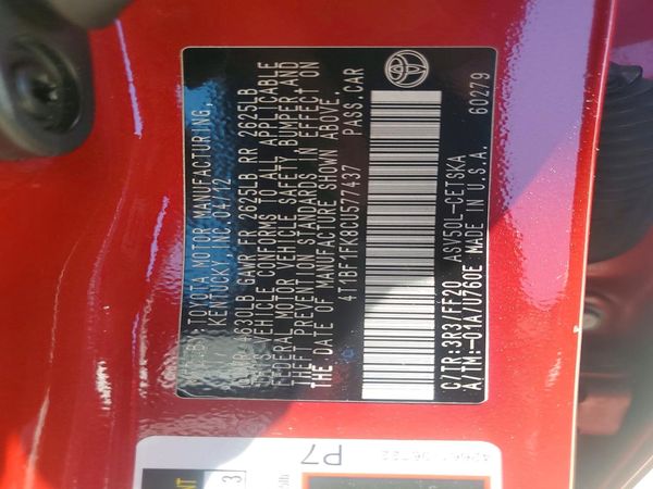 2012 TOYOTA CAMRY