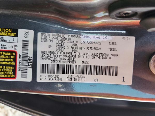 2019 TOYOTA TUNDRA Platinum Grade