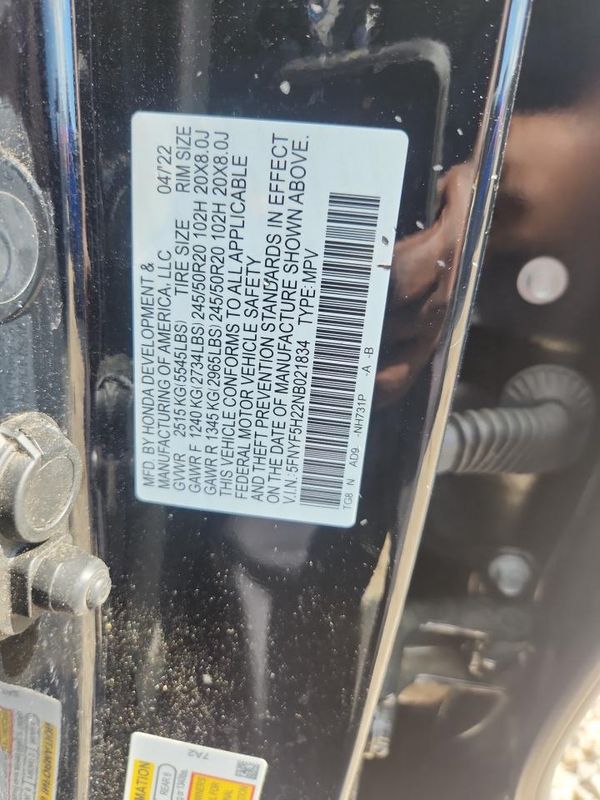 2022 HONDA PILOT SE
