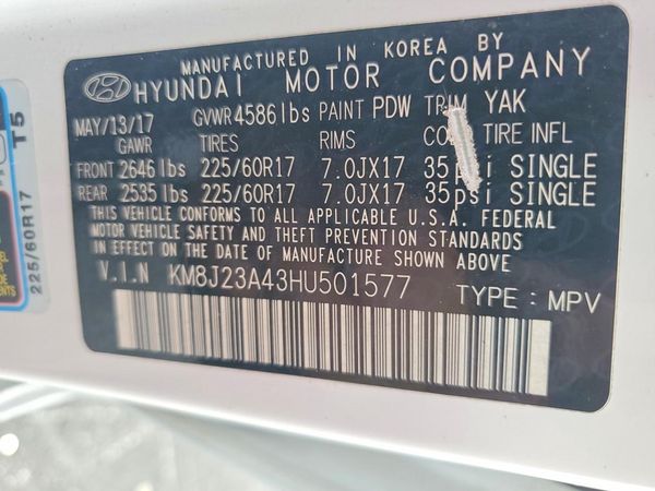 2017 HYUNDAI TUCSON SE (no options) — VINS