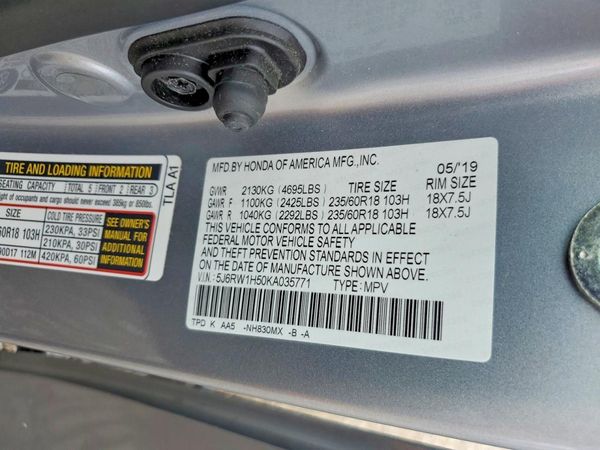2019 HONDA CRV EX