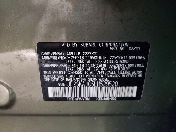 2020 SUBARU FORESTER Prm+ES+KA