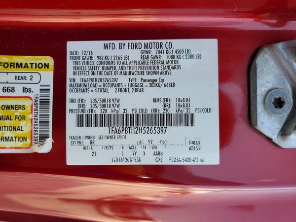 2017 FORD MUSTANG I4 Coupe