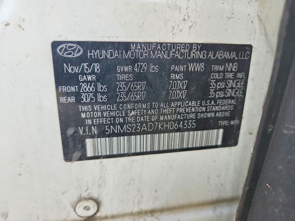 2019 HYUNDAI SANTA FE SE