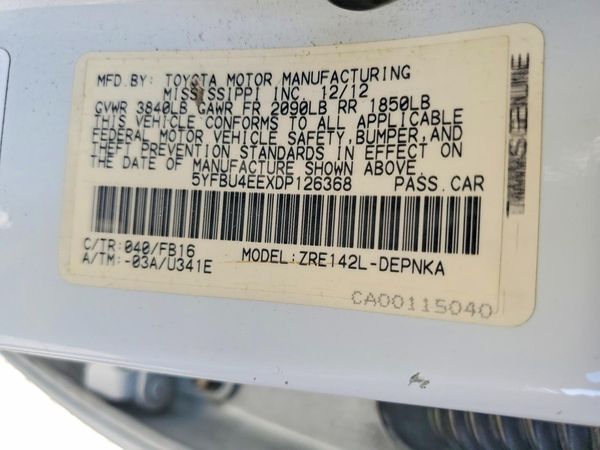 2013 TOYOTA COROLLA