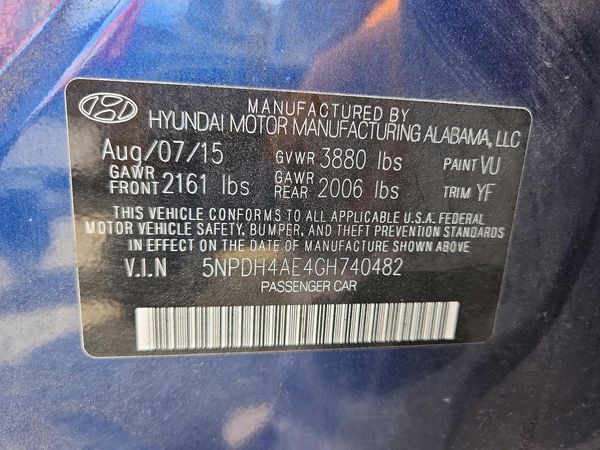 2016 HYUNDAI ELANTRA