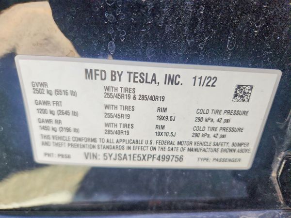 2023 TESLA MODEL S — VINS