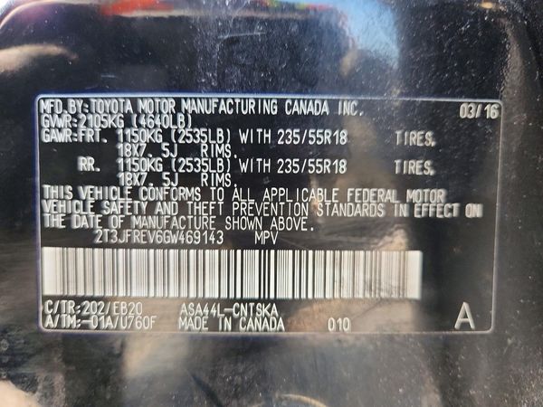 2016 TOYOTA RAV4 SE (S Grade)