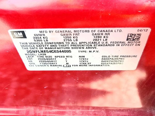 2012 CHEVROLET EQUINOX 2LT