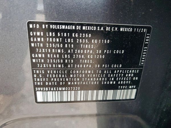 2021 VOLKSWAGEN TIGUAN