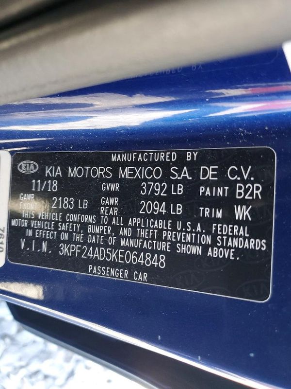 2019 KIA FORTE FE/LX/LXS — VINS