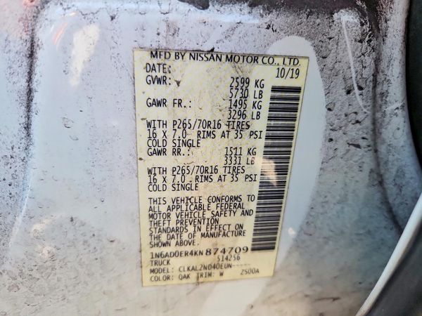 2019 NISSAN FRONTIER