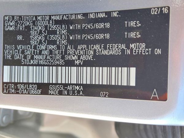 2016 TOYOTA HIGHLANDER Base/Hybrid