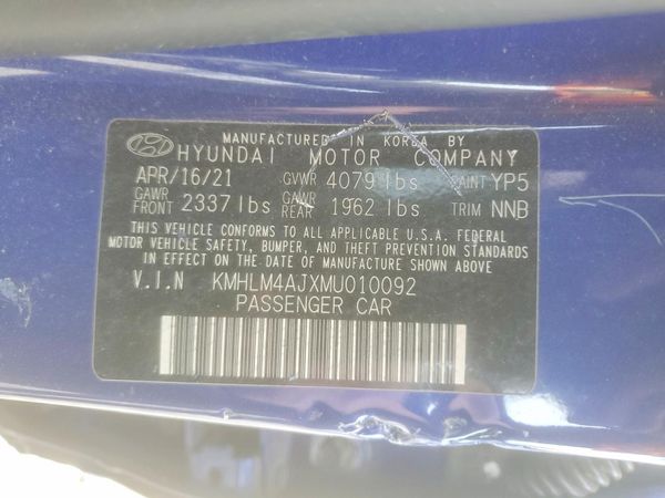 2021 HYUNDAI ELANTRA Blue