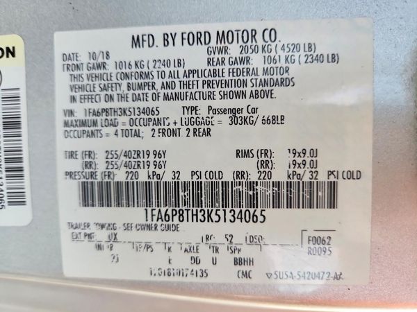 2019 FORD MUSTANG