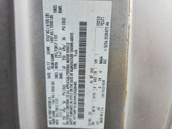 2017 FORD F150 Regular Cab