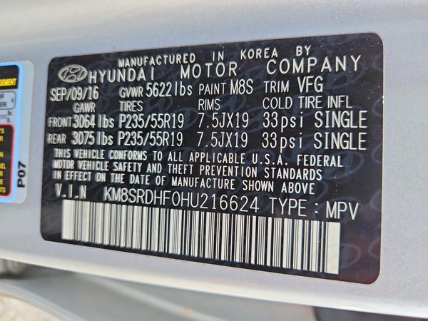 2017 HYUNDAI SANTA FE TOP