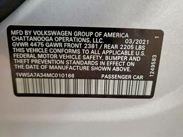 2021 VOLKSWAGEN PASSAT