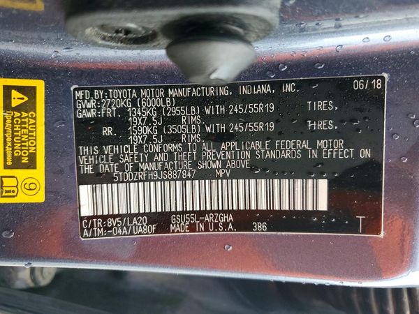 2018 TOYOTA HIGHLANDER Ltd/Ltd Platinum