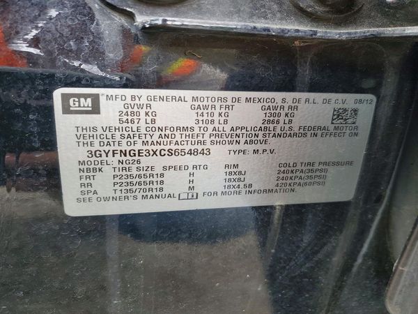 2012 CADILLAC SRX Base