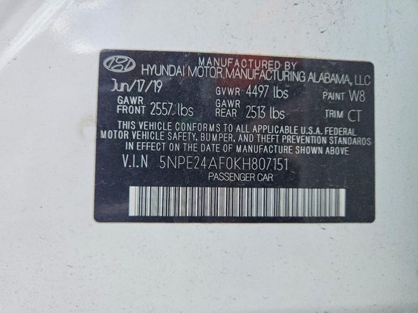 2019 HYUNDAI SONATA