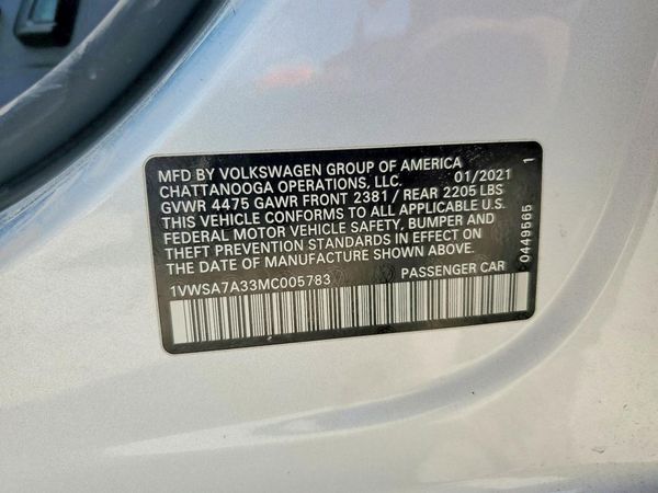 2021 VOLKSWAGEN PASSAT SE